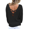 LOGAMI V Neck Backless Long Sleeve Women Sweaters And Pullovers Knitted Christmas Sweater Pullover Fall Fashion