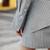 TWOTWINSTYLE Striped Long Shirt For Women Stand Collar Patchwork Tunic High Waist Irregular Blouse Female Spring Fashion Vintage