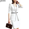Business formal women white skirt suit summer fashion elegant half sleeve blazer and skirt office Interview plus size Work wear