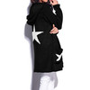LOGAMI Ladies Hooded Sweaters Long Women Star Design Pockets Cardigan Coat