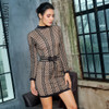 Love&amp;Lemonade Black Mesh And Metal Chain Stitching Removable Belt Party Dress  LM6851