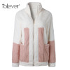 Casual Women's Autumn Warm Patchwork Coat Jacket Fashion Winter Zipper Jacket Office Lady Fleece Turtleneck Outerwear Talever