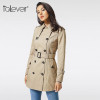 Autumn Women Fashion Double Breasted Mid Trench Coat Female Khaki With Belt Cloak Windbreaker Lady Business Outerwear Talever