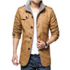 Winter Men's Leather Jackets Stand Collar Long Coats Men Windbreaker Fleece PU Leather Male Jacket SA375