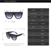 Woman Flat Top Big Oversized Mirror Sun Glasses Cat Eye Sunglasses Women Designer Brand Luxury Eyewear