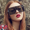 Fashion Oversized Square Frame Shield Style Sunglasses Women Cool Trend Brand Design Sun Glasses