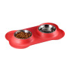 New Stainless Steel Pet Dog Bowl With No Spill Non-Skid Silicone Mat Pets Feeder Bowl Tool Cat and dog universal rice bowl