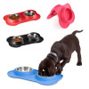 New Stainless Steel Pet Dog Bowl With No Spill Non-Skid Silicone Mat Pets Feeder Bowl Tool Cat and dog universal rice bowl