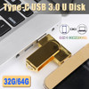 32/64GB Type C Metal Rotary Mobile Phone U Disk USB Flash Drive OTG for Android Phone Computer Mini Flash Drive Memory Stick
