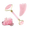 Rose Quartz Roller Slimming Face Massager Lifting Tool Natural Jade Facial Massage Roller Stone Skin Massage Beauty Care Set Box