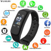 C1Plus Smart Band Blood Pressure Fitness Tracker Heart Rate Monitor Smart Bracelet Black Men Watch for Sport Climbing