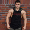 Fitness Men Bodybuilding Bodybuilding Cotton Sleeveless Top Solid Stringer Hoodie Tank Top Summer hooded  Cotton