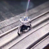 18K White Gold (AU750) Women Wedding Ring Certified I/VVS2 Luxury 1 CT Round Cut Real Diamond Romantic Engagement Halo Ring