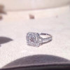 18K White Gold (AU750) Women Wedding Ring Certified F/VS 0.853 Carat Real Diamond Princess Halo Ring for Women Engagement