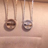 18K White Gold (AU750) Pendant Necklace Sapphire Mirror 0.02 ct Real Diamond Fine Jewelry 2 Color Women Engagement Necklace 