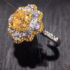 18K White Gold (AU750) Women Wedding Ring Certified H/SI1 2.2 Carat Real Princess Orange Diamond Jewelry Fashion Design Ring