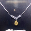 18K White Gold (AU750) Pendant Necklace Certified 0.478 Carat I/SI Water Drop Natural Yellow Diamond Engagement Fine Jewelry