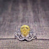 18K White Gold (AU750) Wedding Ring 1.066 CT Certified I/SI Pear Cut Natural Yellow Diamond Fashion Design for Young Lady