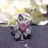 18K White Gold (AU750) Women Wedding Ring GIA Certified SI 1.13 ct Romantic Fancy Pinkish Purple Flower Shape Diamond Ring