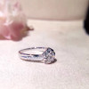 18K White Gold (AU750) Women Wedding Ring Certified F/SI 0.756 Carat Round Cut Real Diamond Flower Shape Engagement Jewelry