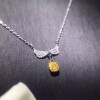 18K White Gold (AU750) Pendant Necklace Certified 0.347 Carat I/SI Natural Yellow Diamond Women Engagement Princess Necklace