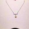 18K White Gold (AU750) Pendant Necklace Certified 0.347 Carat I/SI Natural Yellow Diamond Women Engagement Princess Necklace