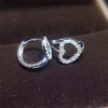  18k White Gold Women Circle Earrings Certified I/S1 Natural Diamond Brinco Fashion Heart Shape Design Women Circle Jewelry