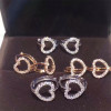  18k White Gold Women Circle Earrings Certified I/S1 Natural Diamond Brinco Fashion Heart Shape Design Women Circle Jewelry