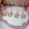 18K Rose Gold (AU750) Pendant Necklace 0.094 ct Real Diamond Jewelry Crow Shape Princess Pendant for Women Engagement Gift