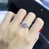 18K White Gold (AU750) Women Wedding Ring Certified H/VS 1CT Real Diamond Luxury Engagement Romantic Pink Style Halo Ring