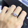 18K White Gold (AU750) Women Wedding Ring Certified F-G/VS 0.863 Carat Round Cut Real Diamond Trendy Flower Shape Halo Ring