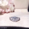 18K White Gold (AU750) Women Wedding Ring Certified F-G/VS 0.863 Carat Round Cut Real Diamond Trendy Flower Shape Halo Ring