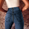  Winter Denim Jeans Womens Dark Blue High Waist Jeans with Zipper In The Back Casual Skinny Jeans For Ladies