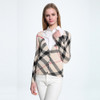 Autumn Checked Sweater Woman V-neck Long Sleeve Plaid Pattern Knitted Cardigan Slim Short Casual Knitwear Tops Outerwear