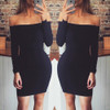 Sexy Off Shoulder Long Sleeve Autumn Party Dress Sexy Club Bandage Bodycon Mini Dress Back Zipper Elastic Women Clothing