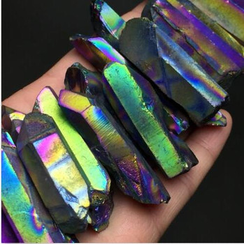 1/4lb Rainbow Aura Bismuth Titanium Silicon Quartz Crystal Point Specimen     