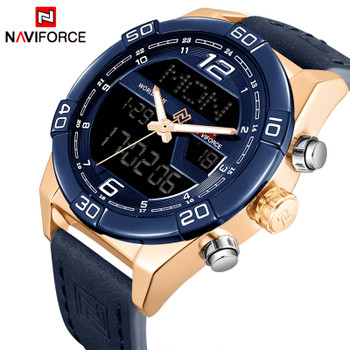 NAVIFORCE Top Luxury Brand Men Military Sport Watches Men's Waterproof Quartz Wrist Watch Male Leather Led Digital Clock 9128