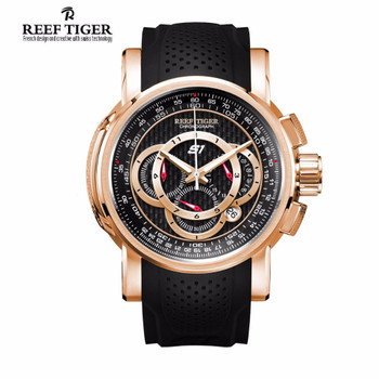 Reef Tiger/RT Designer Sport Watches for Men Rose Gold Quartz Watch with Chronograph and Date RGA3063