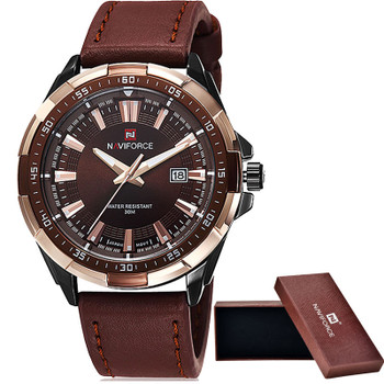 NAVIFORCE Brand Men's Fashion Casual Sport Watches Men Waterproof Leather Quartz Watch Man military Clock