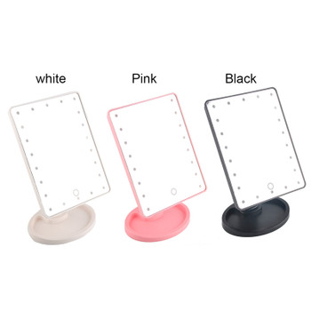 360 Degree Rotation Touch Screen Make Up LED Mirror Cosmetic Folding Portable Compact Pocket With 16 LED Lights Makeup Mirror