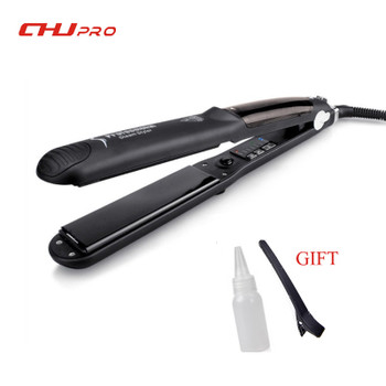 CHJ Ceramic Steam Hair Straightener Curler Professional Flat Iron Vapor Seam Straightening Iron Hair Iron Steamer Styling Tool 