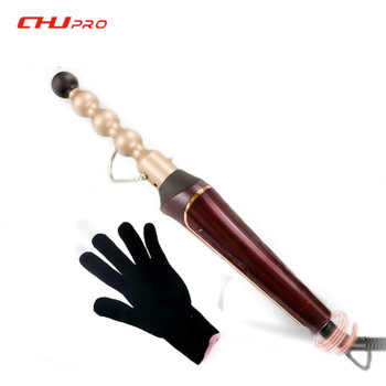 2 In 1 Bead Barrel Hair Curling Iron Ceramic Hair Curler Professional Curling Hair Curler Deepwave Hair Styler Iron With Glove