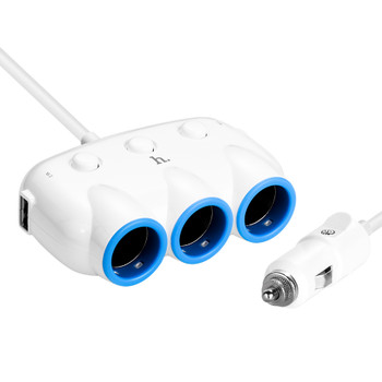 HOCO Car Charger Hub 2 USB 3 Ports Cigarette Lighter Socket Splitter Power Adapter 12V-24V For iPad Smartphone DVR GPS