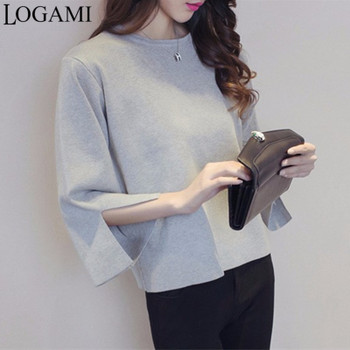 2016 Autumn Winter Women Sweaters and Pullovers O Neck Split Cuff Loose Pullover  Female Sweater Jumper Oversize Pull Femme