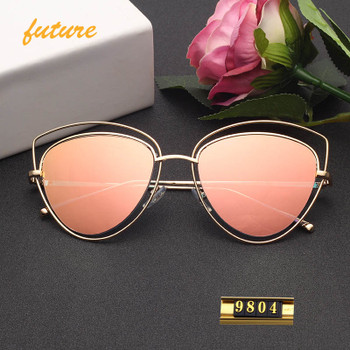 new fashion sunglasses women sun glasses Vintage retro big frame Brand design Metal mirror lens