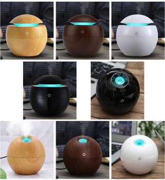 Mini Wooden Aromatherapy Humidifier Aroma Diffuser Essential Oil Diffuser Air Purifier Color Changing LED Touch Switch