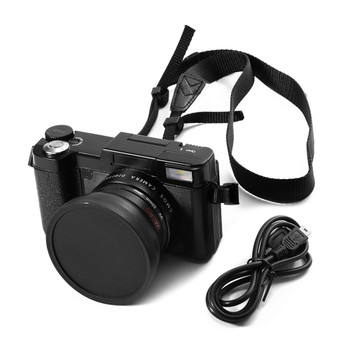 24MP HD Half-DSLR Professional Digital Camera 4x Zoom w/ Macro Wide Angle Lens 1080P Digital Video Camcorder DVR Recorder+Gift