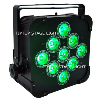 TP-G3039-6IN1 9*18W 6IN1 RGBWA UV Wireless Battery Power Flat Led Par DMX512 6/10Chs Battery 8 Hours Work Flat Led Par Phone App