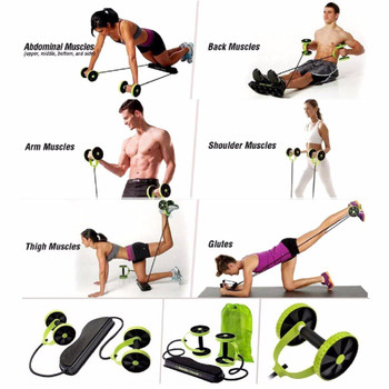 Muscle Exercise Equipment Ab Roller Double Wheel Abdominal Trainer Power Wheel Arm Waist Leg Exercise Multi-functional Home Gym