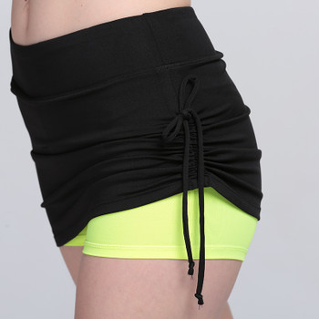 High Elastic Fitness Women Shorts Workout Trousers Fake Two Pieces Side Rope Breathable Quickly-dry Fashion Lady's Shorts 2016